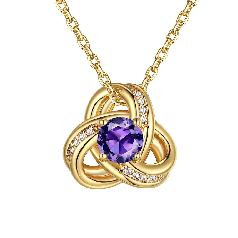 February Birthstone Love Knot Necklace