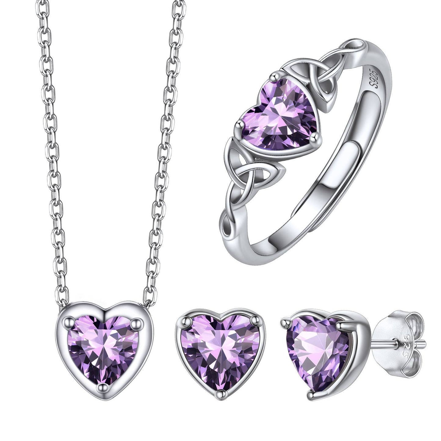 February Heart Birthstone Jewelry Set