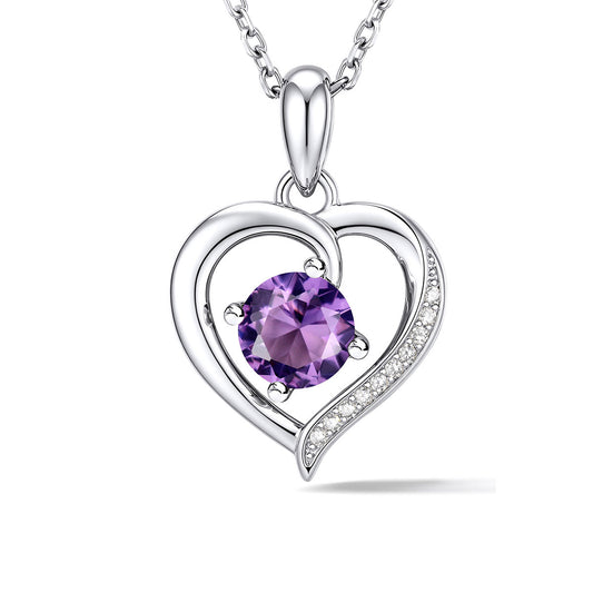 February Heart Birthstone Necklace for Women