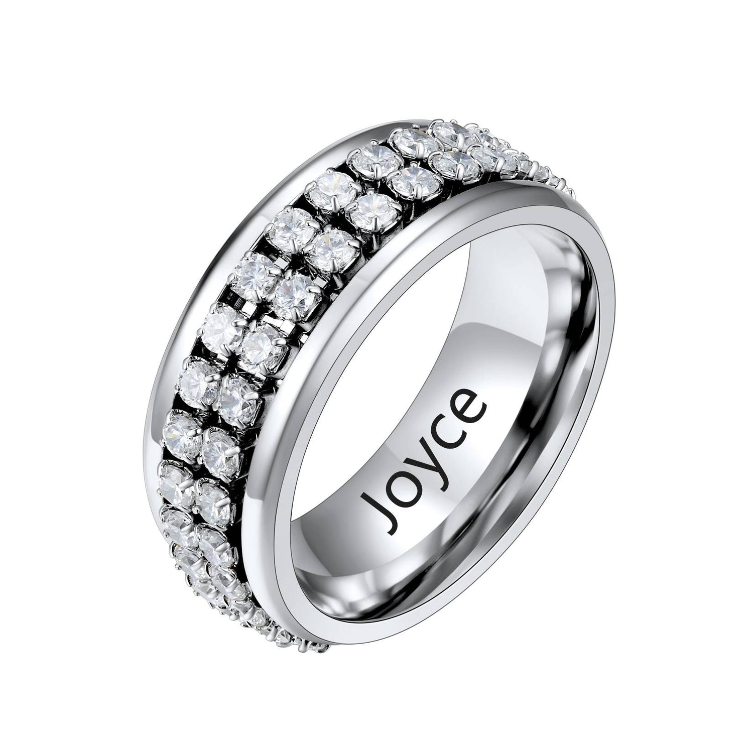 Fidget Spinner Cubic Zircon Wedding Band Ring for Men