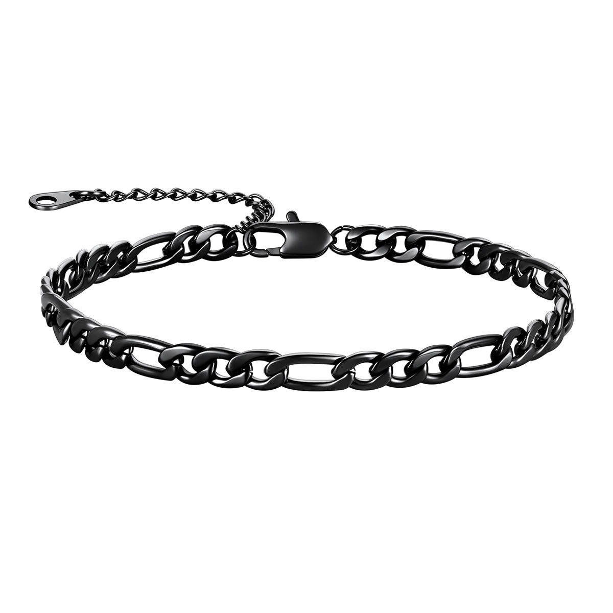 Figaro Chain Anklet 5MM in Black Plated