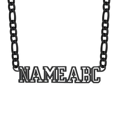 Figaro Chain Name Plate Necklace  Gold Plated