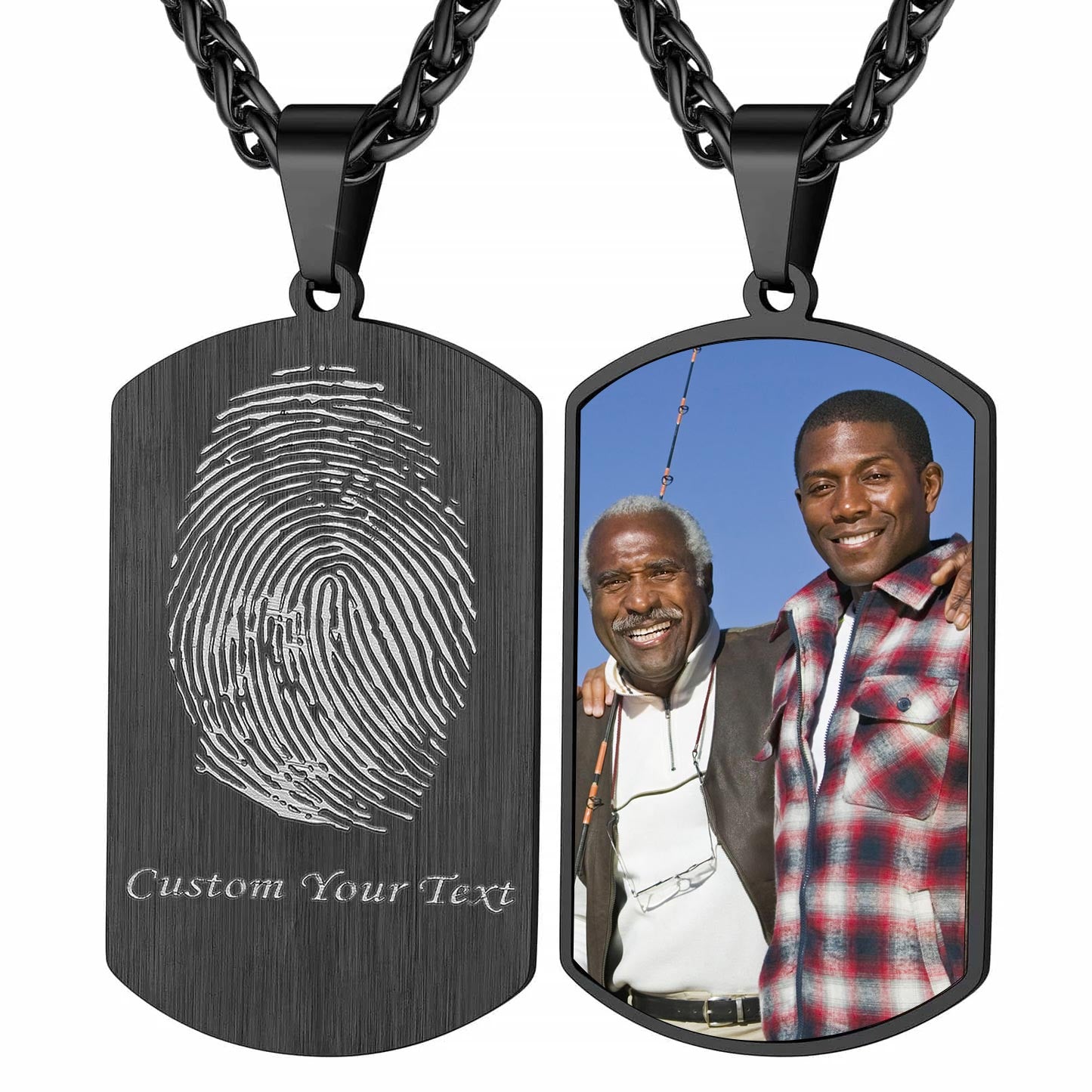 Fingerprint black picture dog tag