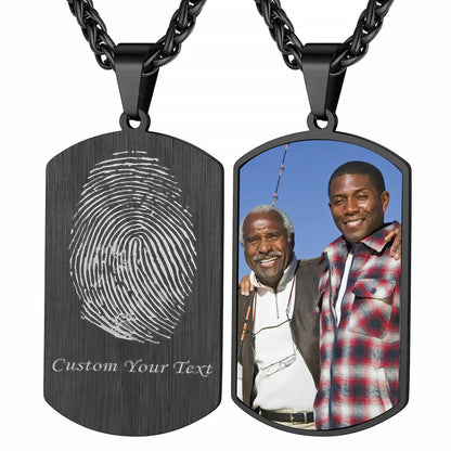 Fingerprint black picture dog tag
