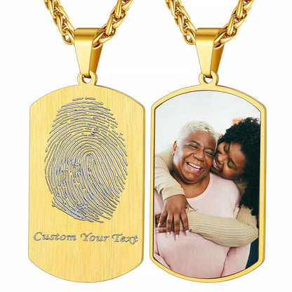 Fingerprint picture dog tag necklace