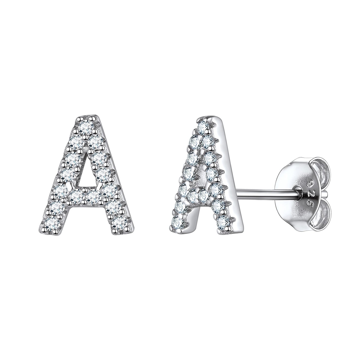 Flash Sale CZ Initial A Stud Earrings