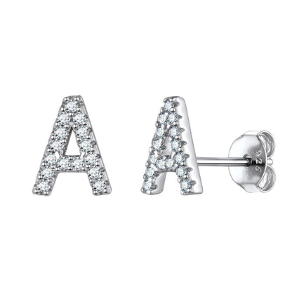 Flash Sale CZ Initial A Stud Earrings