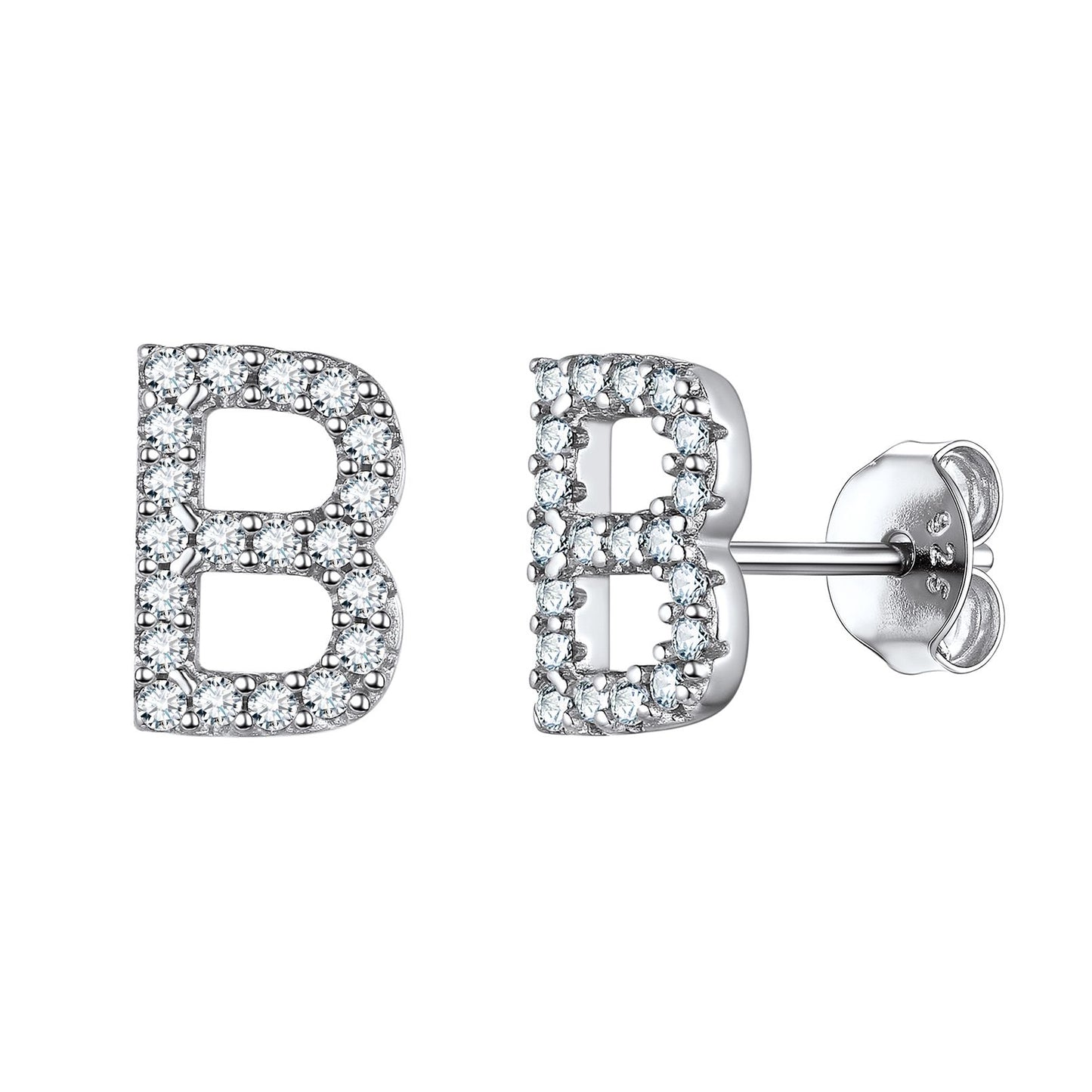 Flash Sale CZ Initial B Stud Earrings