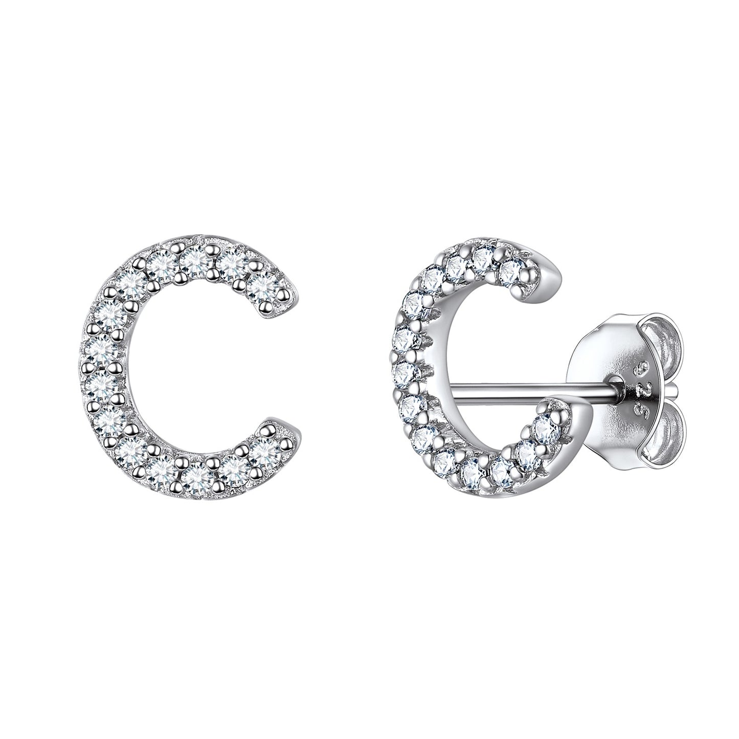 Flash Sale CZ Initial C Stud Earrings