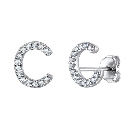 Flash Sale CZ Initial C Stud Earrings
