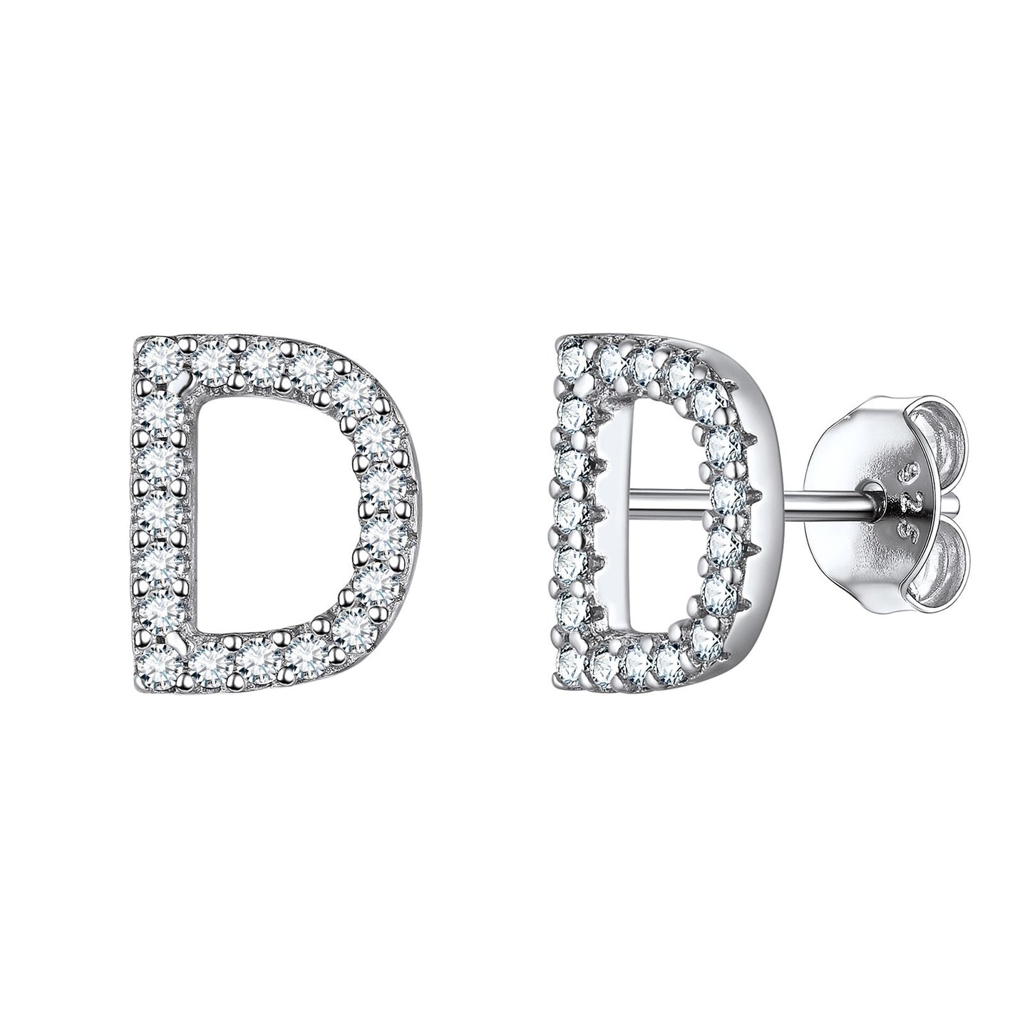 Flash Sale CZ Initial D Stud Earrings