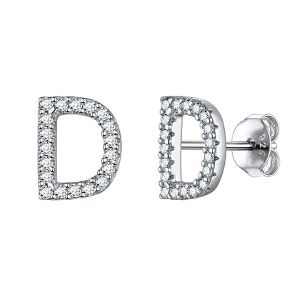 Flash Sale CZ Initial D Stud Earrings