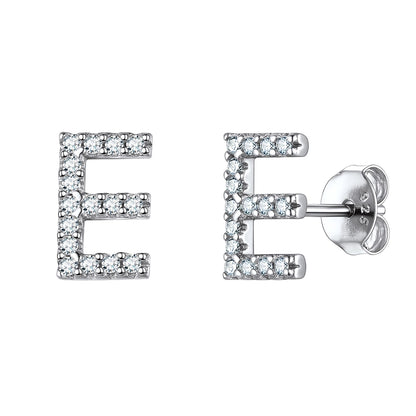 Flash Sale CZ Initial E Stud Earrings