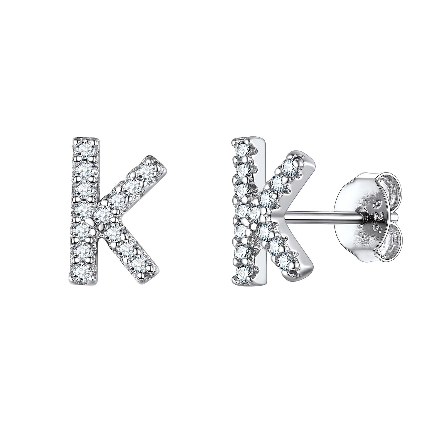 Flash Sale CZ Initial K Stud Earrings
