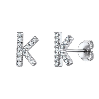 Flash Sale CZ Initial K Stud Earrings