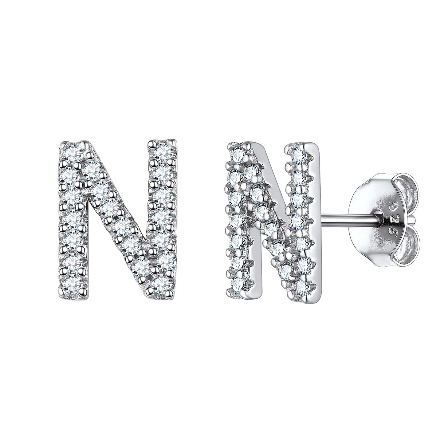 Flash Sale CZ Initial N Stud Earrings