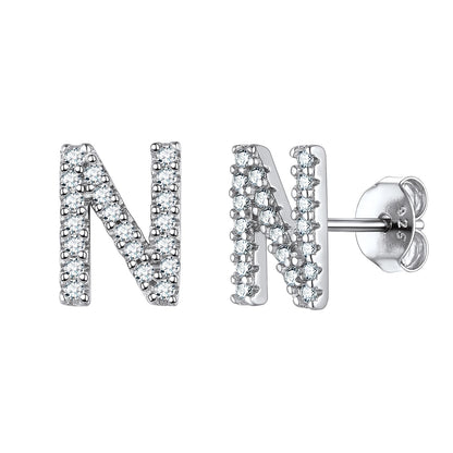 Flash Sale CZ Initial N Stud Earrings