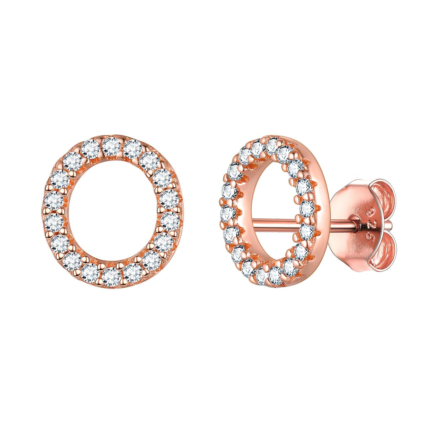 Flash Sale CZ Initial O Stud Earrings Rose Gold Plated