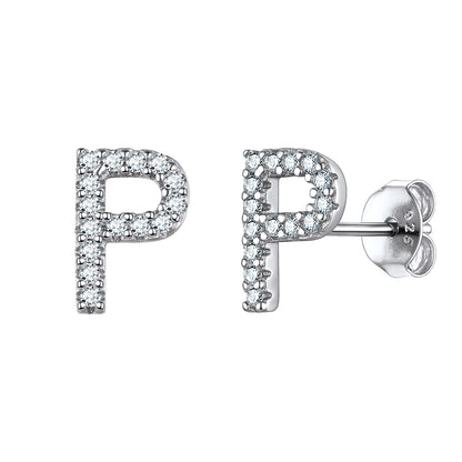 Flash Sale CZ Initial P Stud Earrings