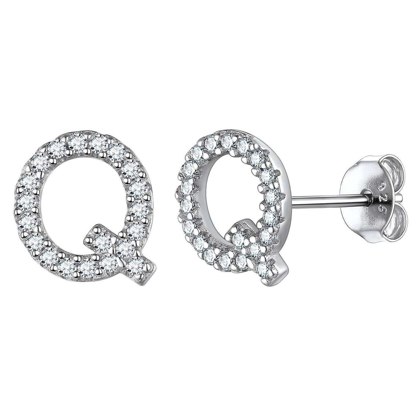 Flash Sale CZ Initial Q Stud Earrings