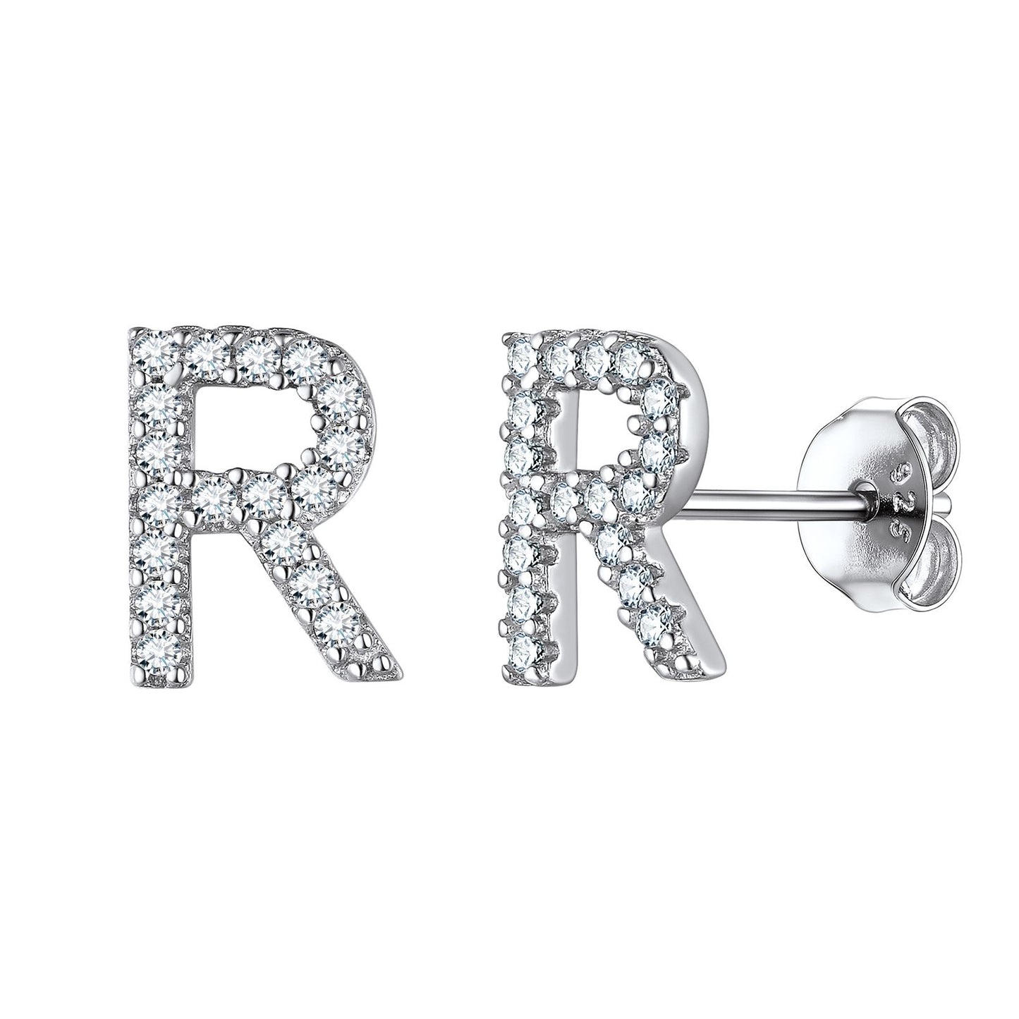 Flash Sale CZ Initial R Stud Earrings