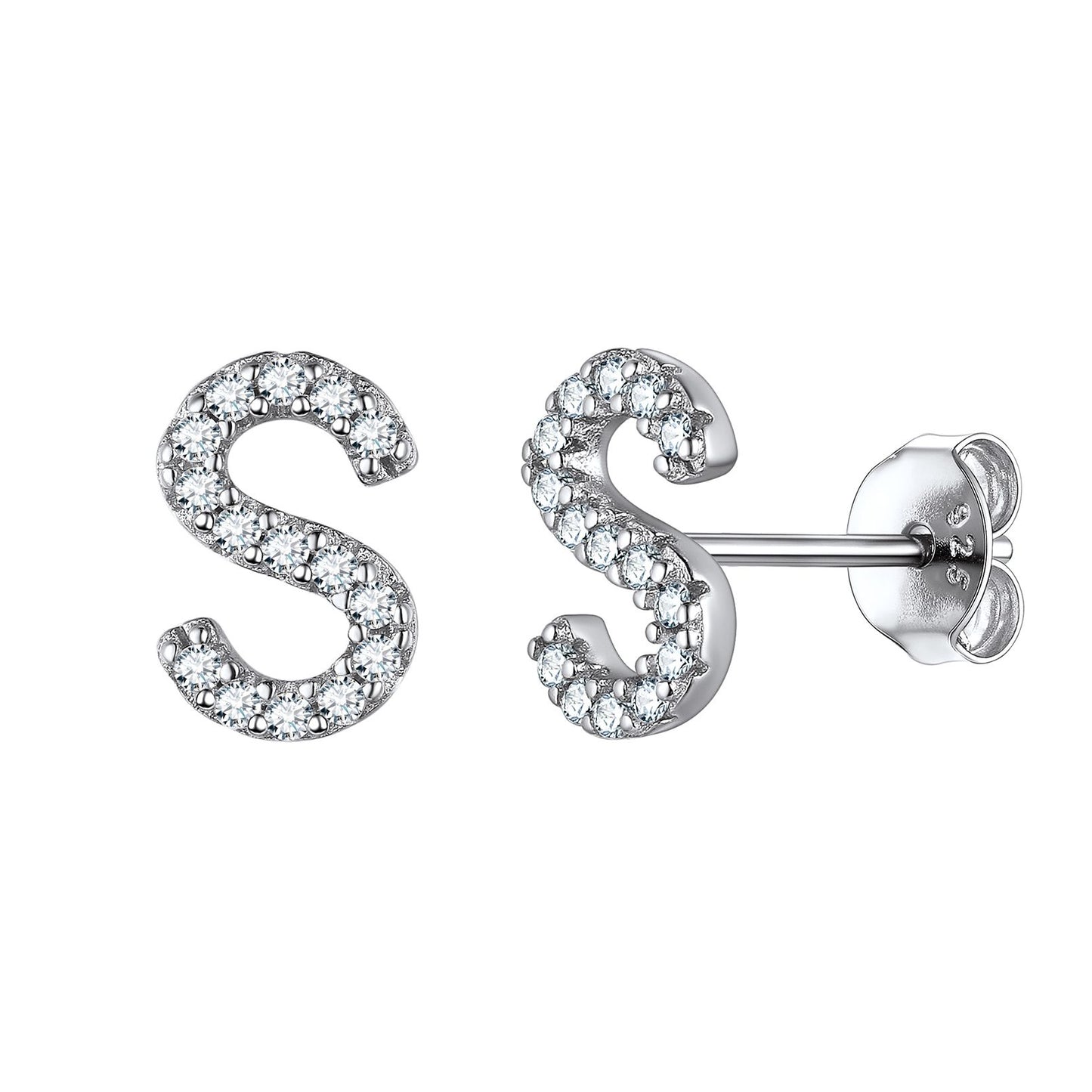 Flash Sale CZ Initial S Stud Earrings