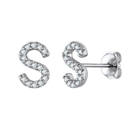 Flash Sale CZ Initial S Stud Earrings