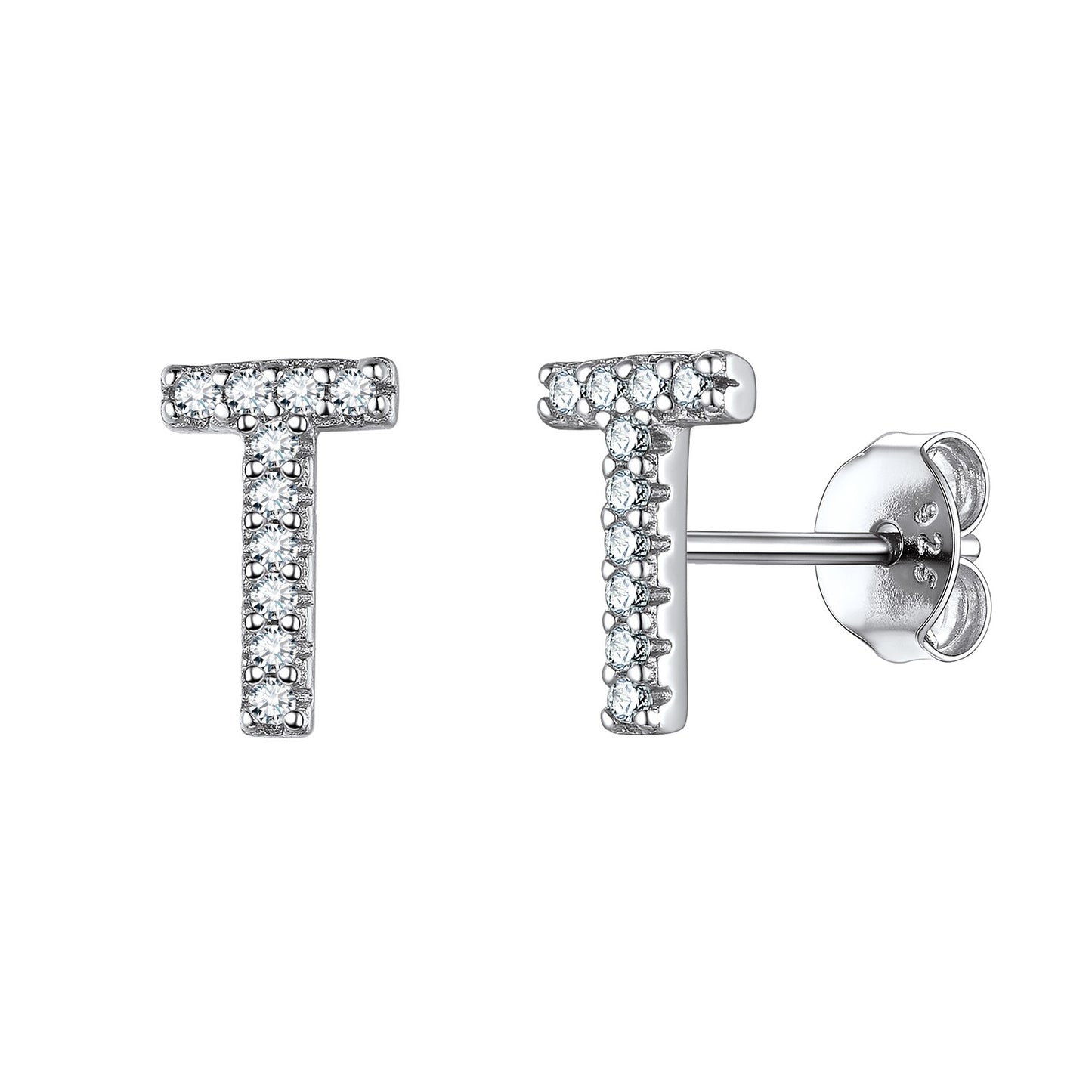 Flash Sale CZ Initial T Stud Earrings