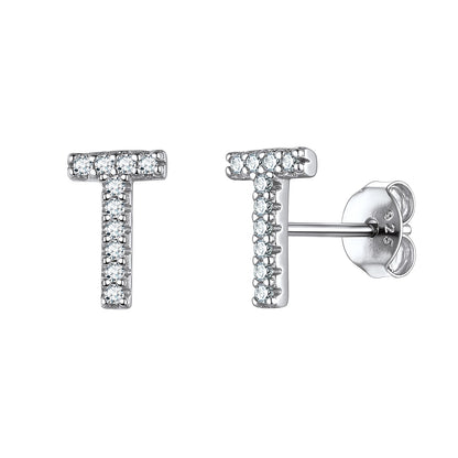 Flash Sale CZ Initial T Stud Earrings