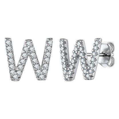 Flash Sale CZ Initial W Stud Earrings