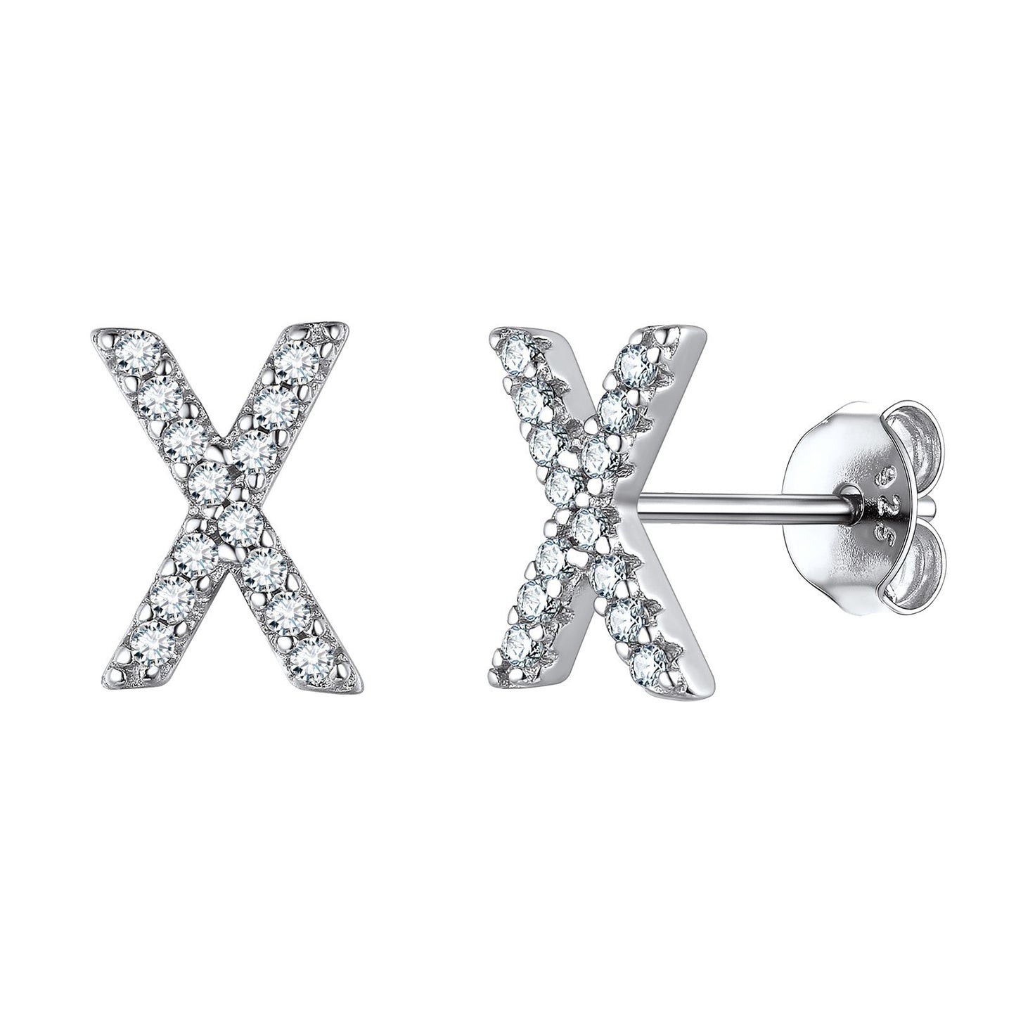 Flash Sale CZ Initial X Stud Earrings