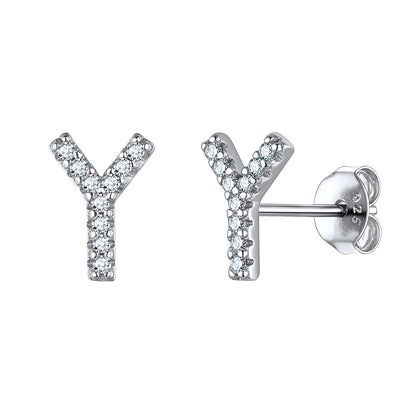 Flash Sale CZ Initial Y Stud Earrings