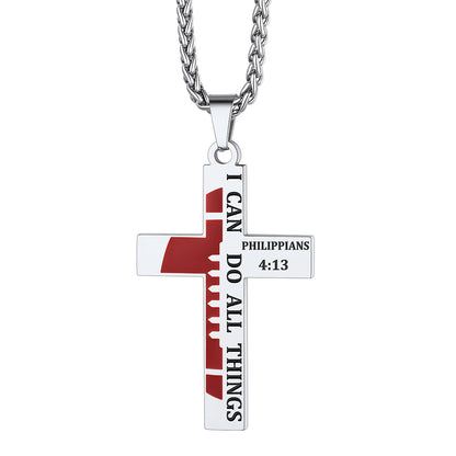 Football Bible Verse Cross Necklace 