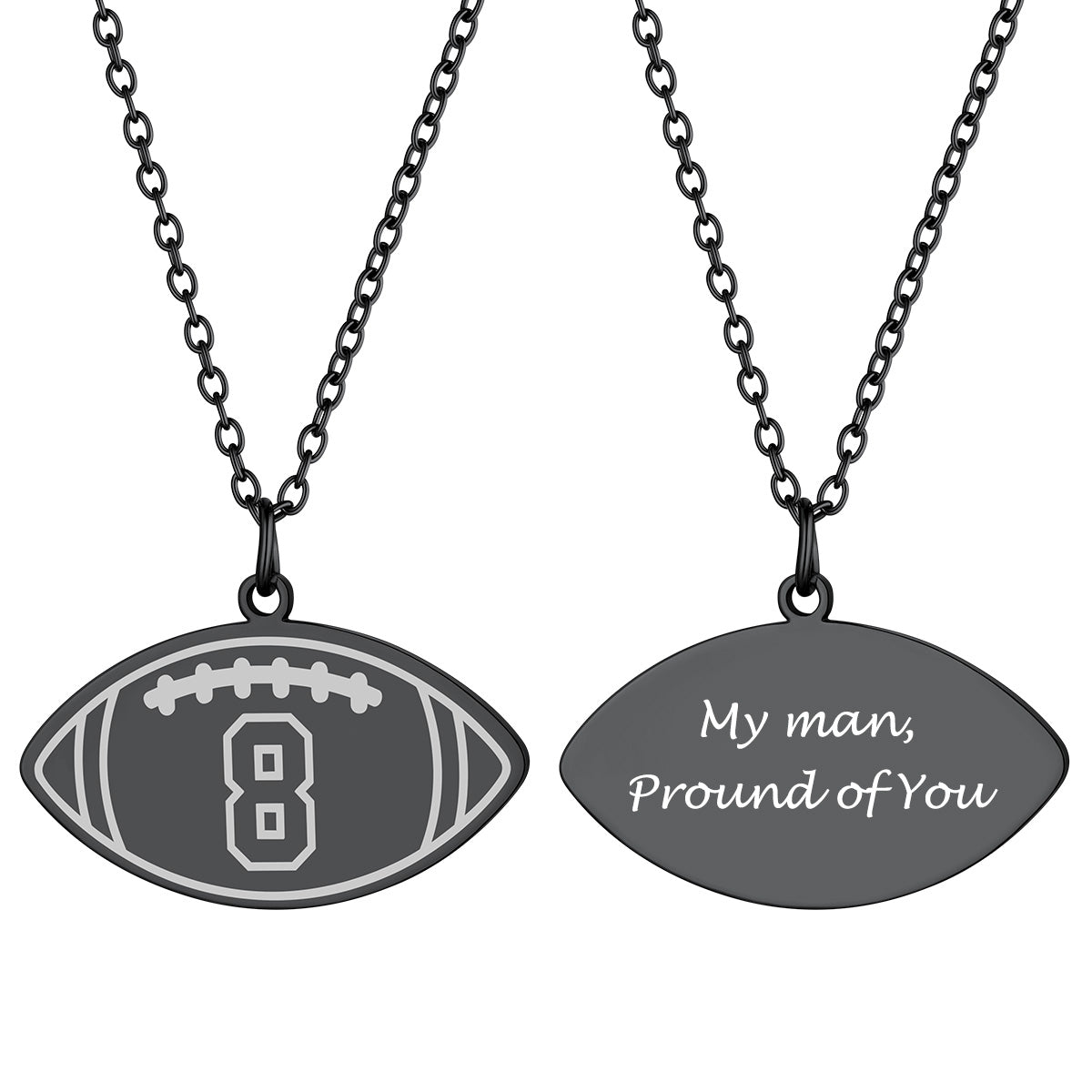 Football Necklaces Jersey Number Necklace Black Plated