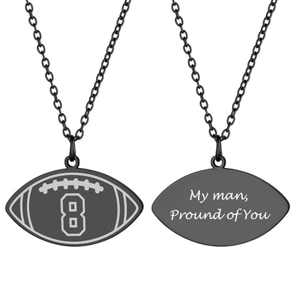 Football Necklaces Jersey Number Necklace Black Plated