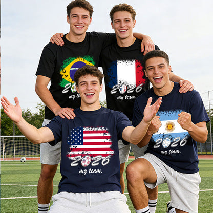 Four Yound men Wearing Custom World Cup 2026 National Flag on a playground