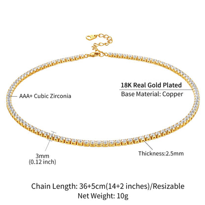 Fully Cubic Tennis Necklace Dimension, Durable