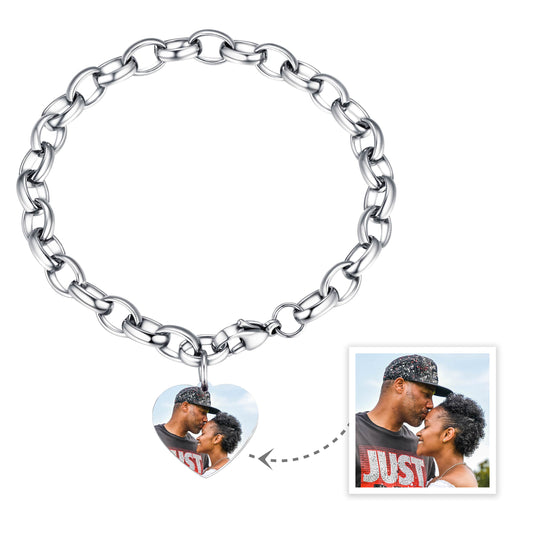 Customized Heart Picture Bracelet for Women