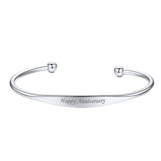 Personalized Engraved Cuff Bracelet For Women silver