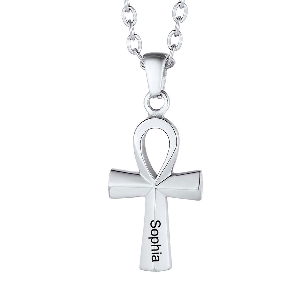 Personalized Engraved Ankh Cross Necklace