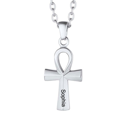Personalized Engraved Ankh Cross Necklace