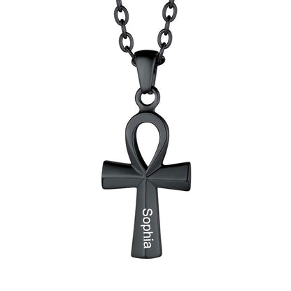 Personalized Engraved Ankh Cross Necklace