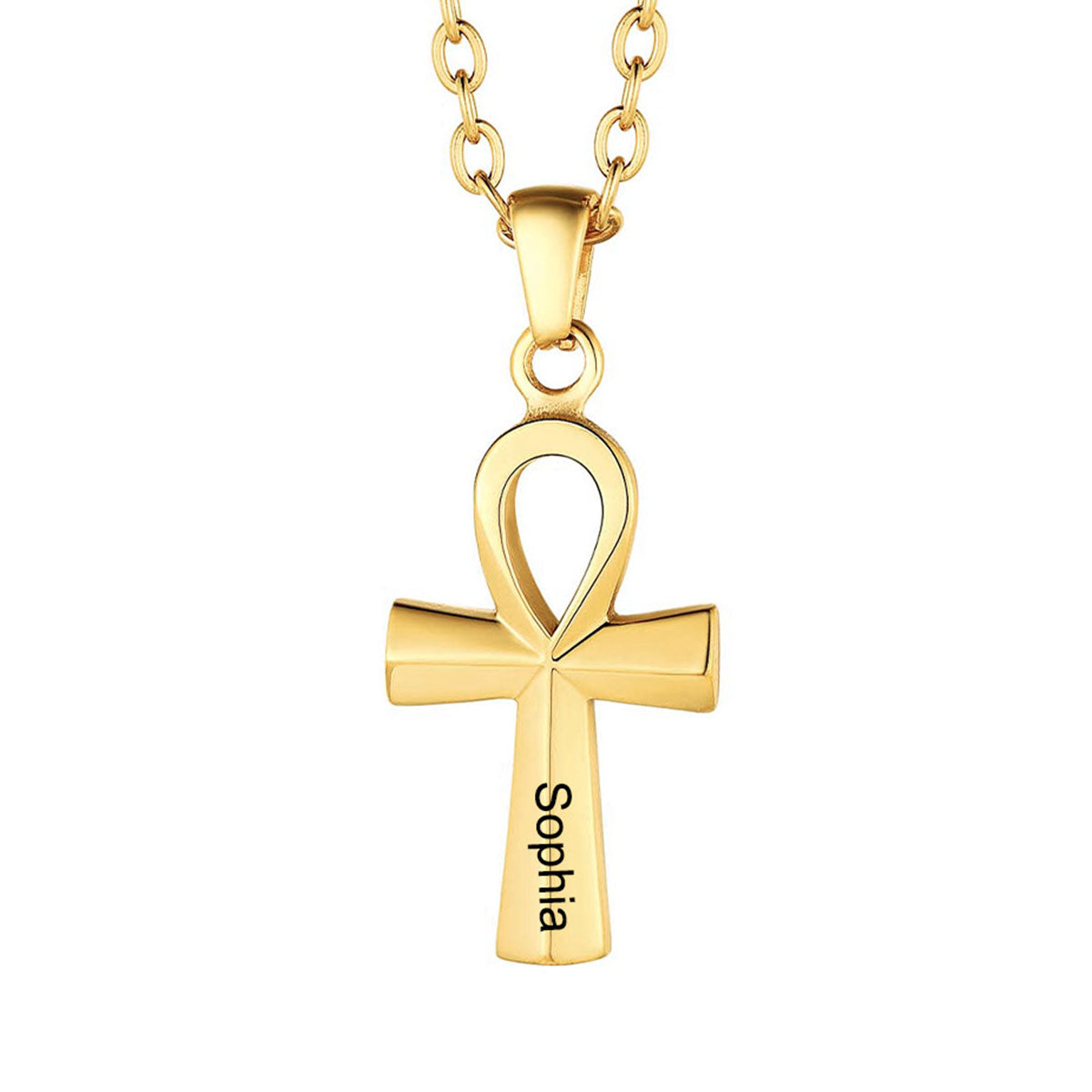Personalized Engraved Ankh Cross Necklace