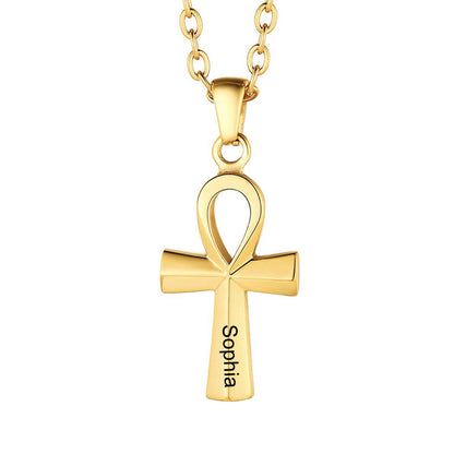 Personalized Engraved Ankh Cross Necklace