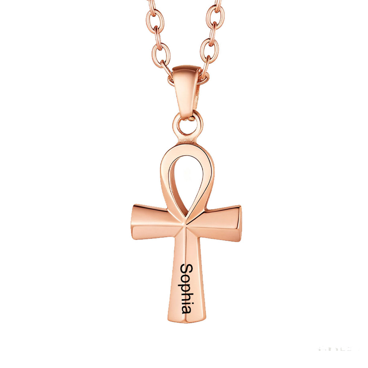 Personalized Engraved Ankh Cross Necklace