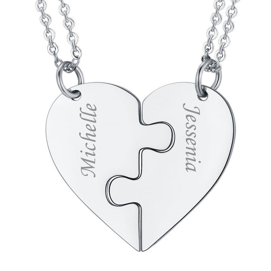 Custom Heart Puzzle Matching Necklaces