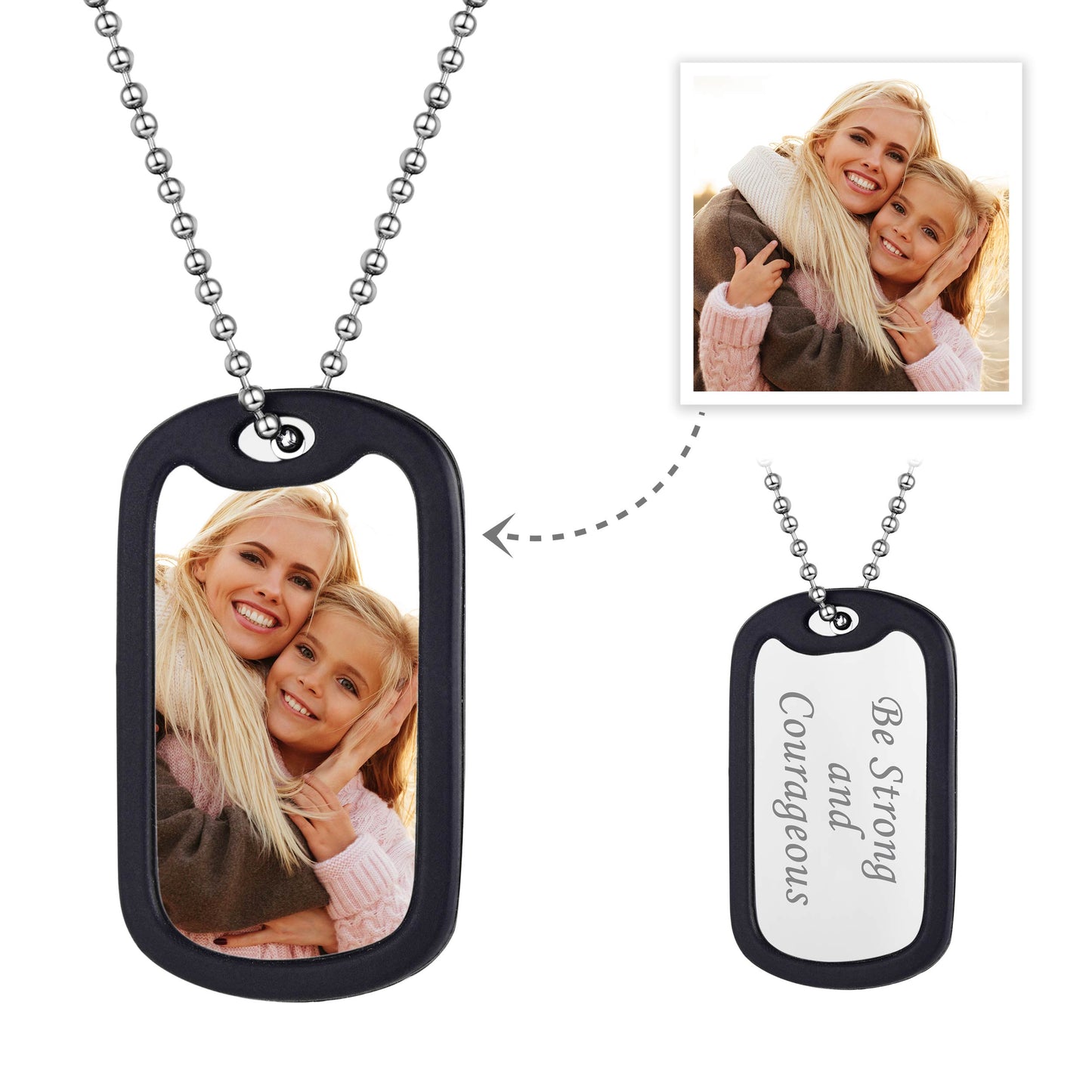 Personalized Dog Tag Photo Necklace for Men Women