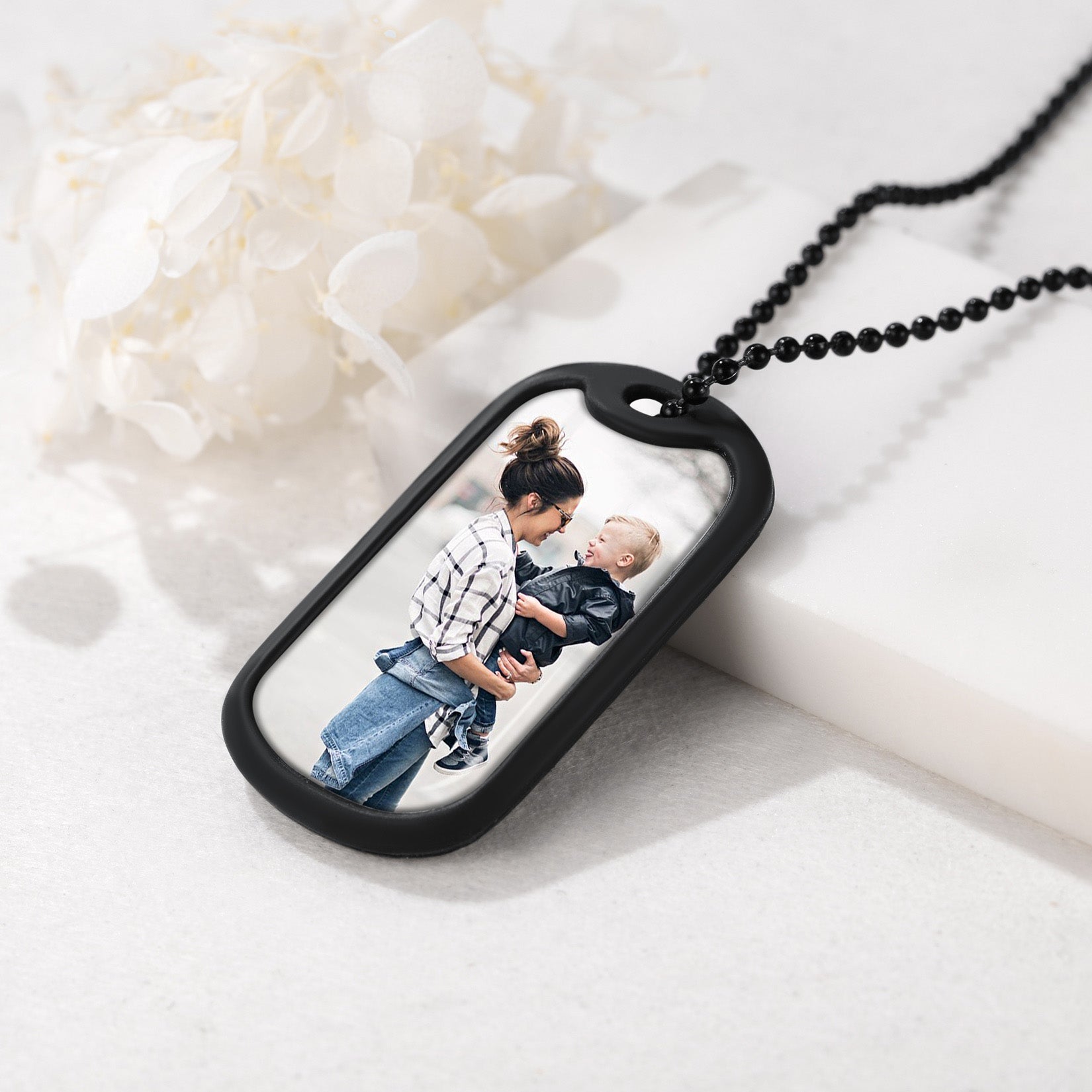 Dog Tag Photo Necklace for Men