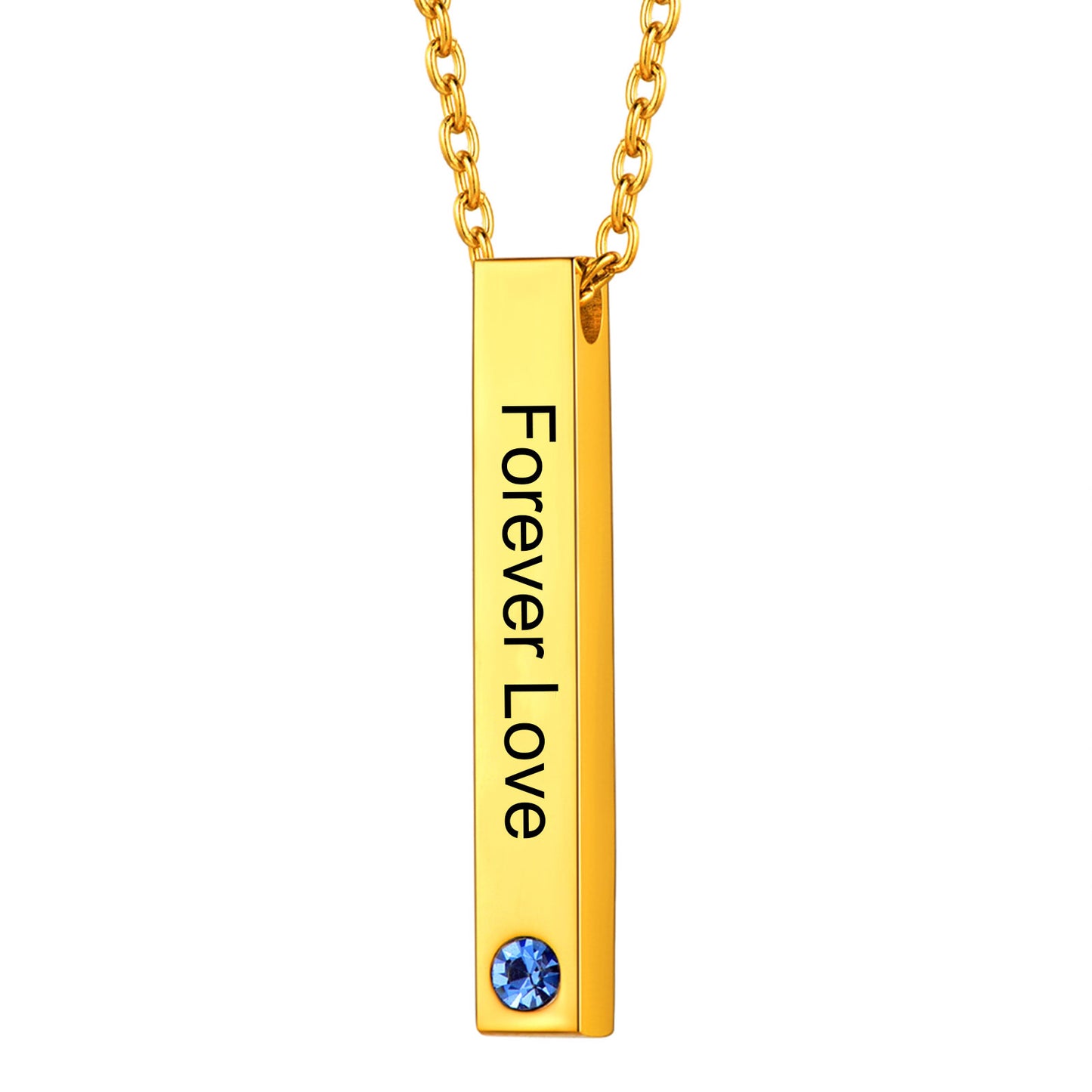 Personalized Engravable Birthstone Bar Necklace