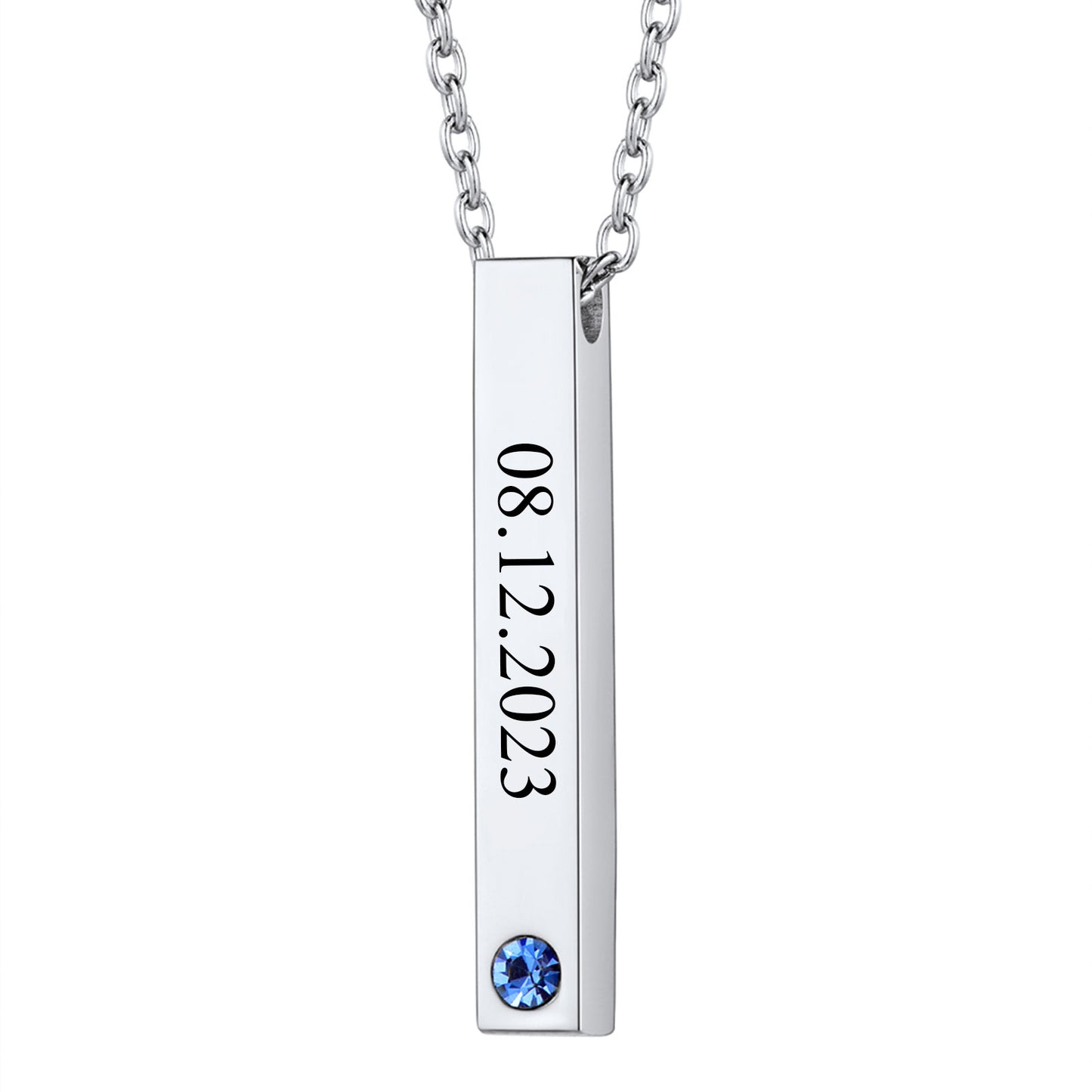 Personalized Engravable Birthstone Bar Necklace